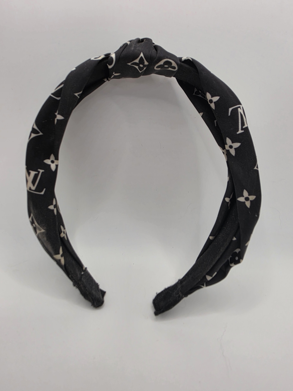 Lux Noir Handmade Upcycled Logo Black White Turban Style Hair Accessory Headband
